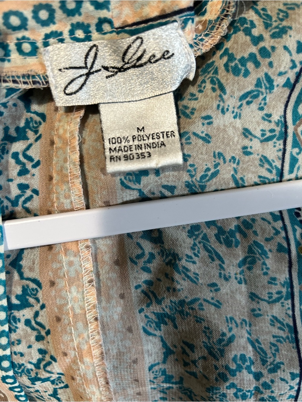 J. Jill Teal and Beige Printed Lightweight Kimono - Picture 2 of 2